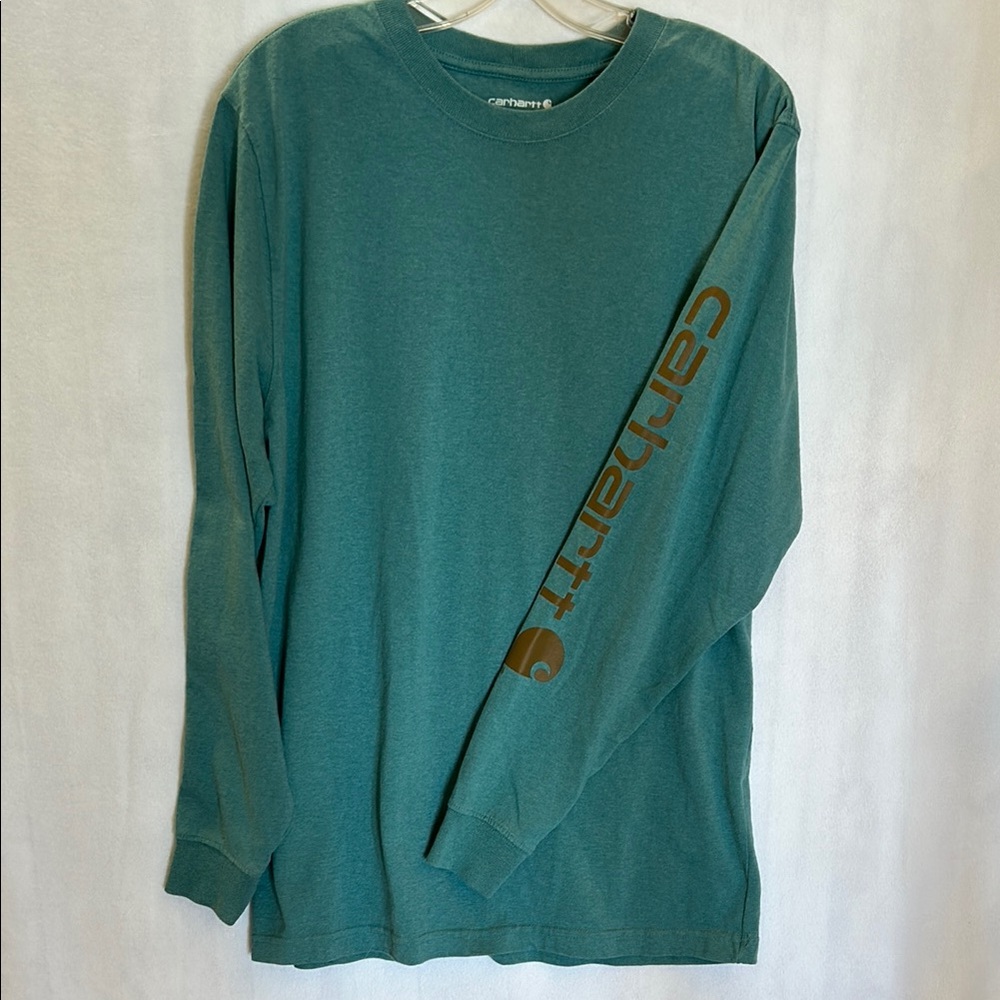 Mens Carhartt Long Sleeve Tee Loose Fit Teal Size Small
